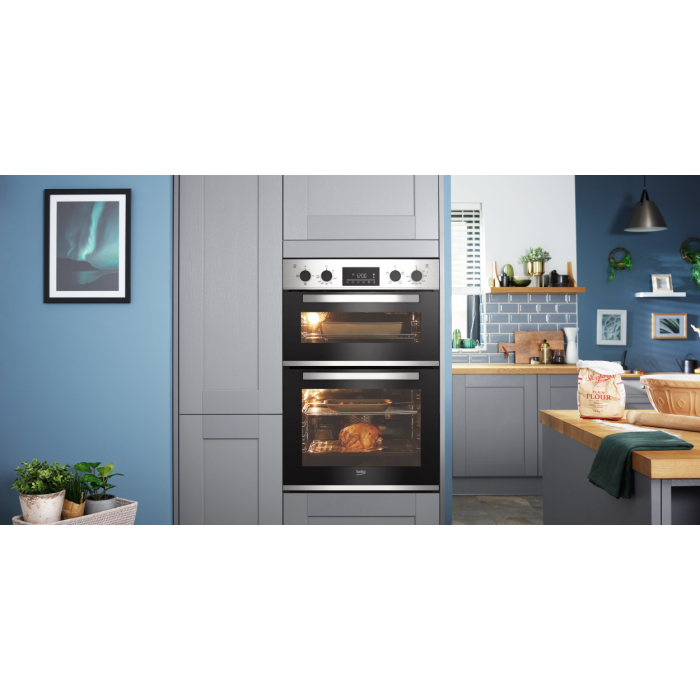 Beko CDFY22309X 60cm Built In High Specification RecycledNet Double Oven - Stainless Steel