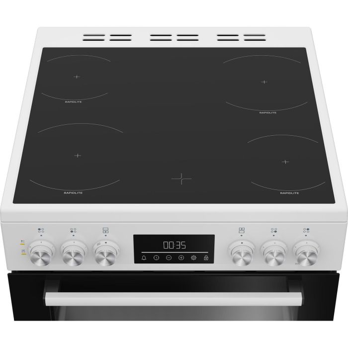 Beko EDC6731W 60cm Double Oven Electric Cooker with Vitroceramic Hob - White