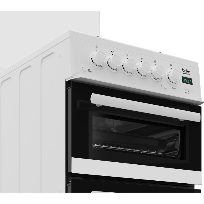 Beko EDG507W 50cm Twin Cavity Gas Cooker with Gas Hob - White