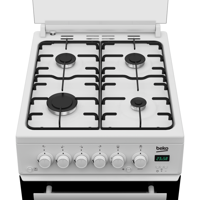 Beko EDG507W 50cm Twin Cavity Gas Cooker with Gas Hob - White