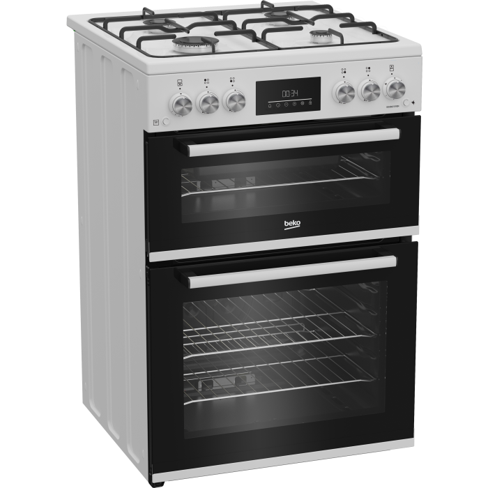 Beko EDG6231W 60cm Twin Cavity Gas Cooker with Enamel Hob - White