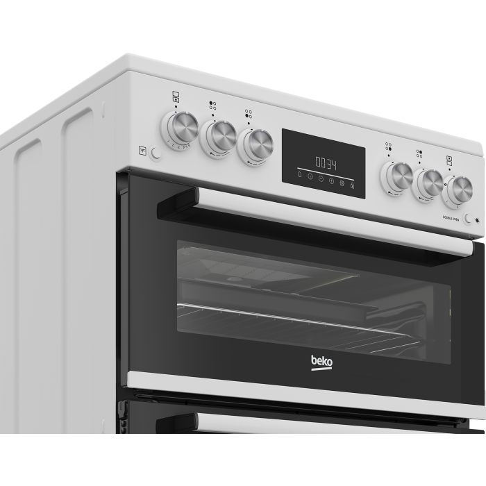 Beko EDG6231W 60cm Twin Cavity Gas Cooker with Enamel Hob - White