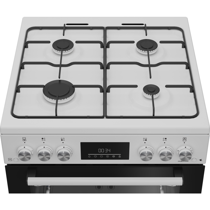 Beko EDG6231W 60cm Twin Cavity Gas Cooker with Enamel Hob - White