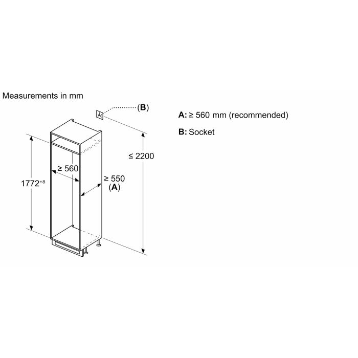 Bosch KIN86NSE0G 54.1cm 60/40 Integrated Frost Free Fridge Freezer