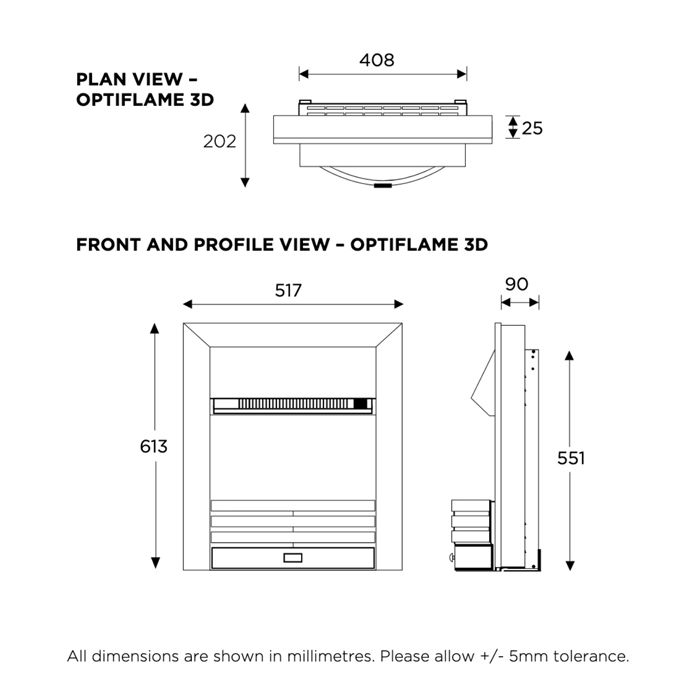 Dimplex TRR20BN3D Dimplex Torridon Optiflame 3D Electric Inset Fire