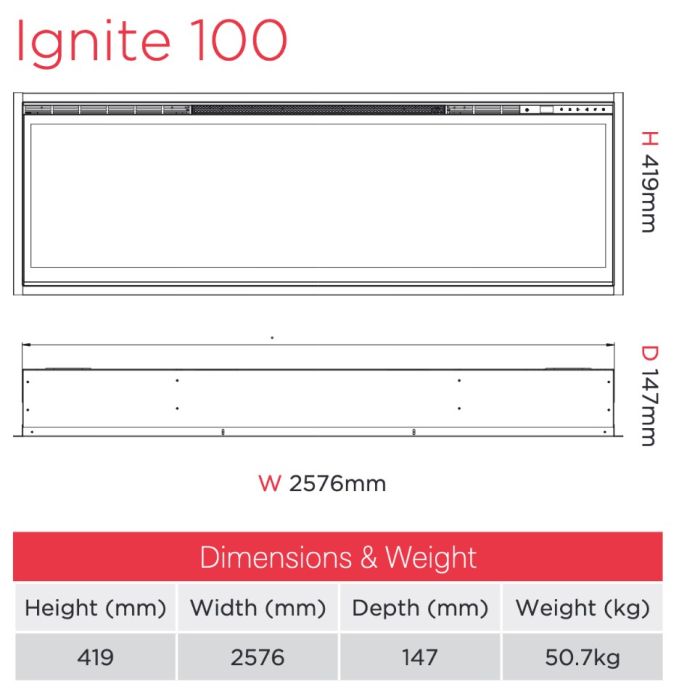 Dimplex XLF100 Dimplex Ignite Xl 100 Inset Electric Fire