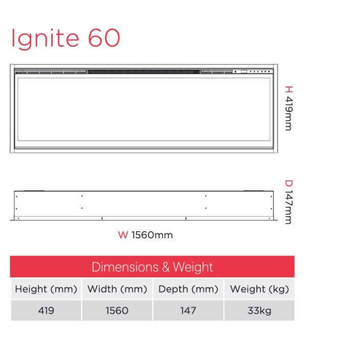 Dimplex XLF60 Dimplex Ignite Xl 60 Inset Electric Fire