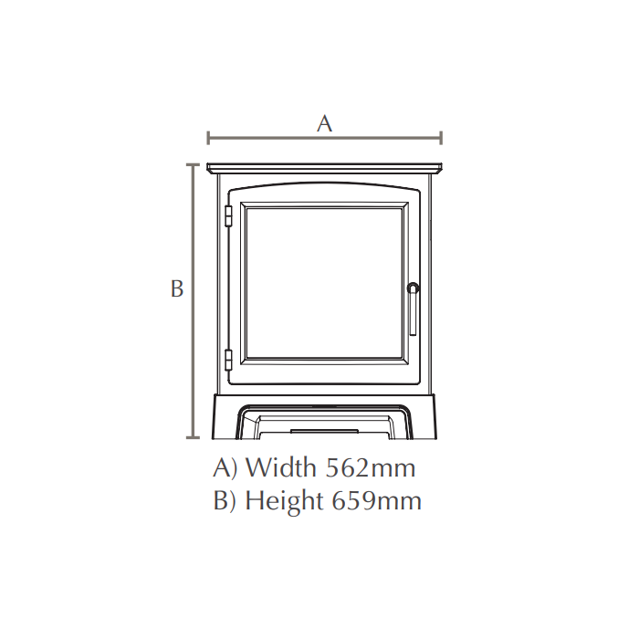 Elgin + Hall 16'Cast Stove Front ,Cast Iron Matt Black in Balanced Flue - Glass Front