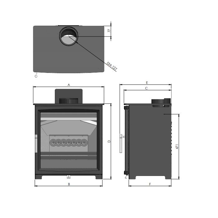 Fireline Woodtec 5kW Extra Wide Wood Burning Stove