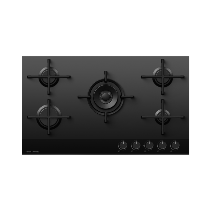 Fisher & Paykel 90cm Black Glass Gas Hob Model CG905DNGGB4