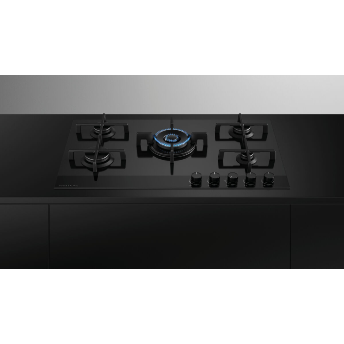 Fisher & Paykel 90cm Black Glass Gas Hob Model CG905DNGGB4