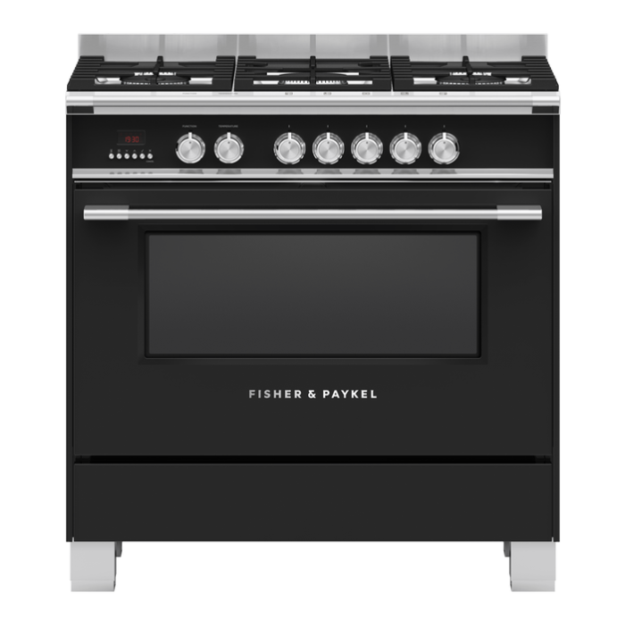 Fisher & Paykel 90cm Dual Fuel Cooker in Black Finish