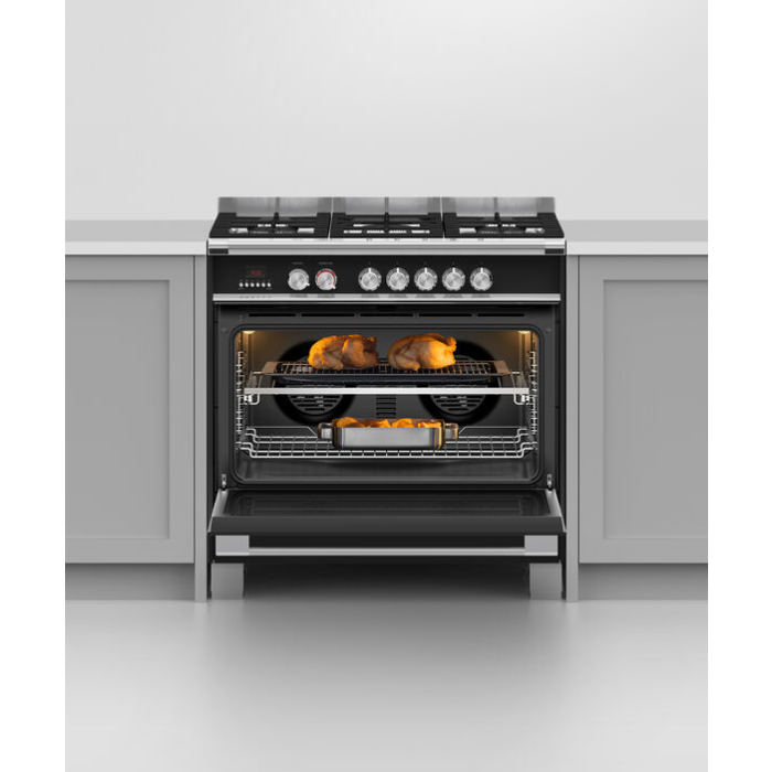 Fisher & Paykel 90cm Dual Fuel Cooker in Black Finish