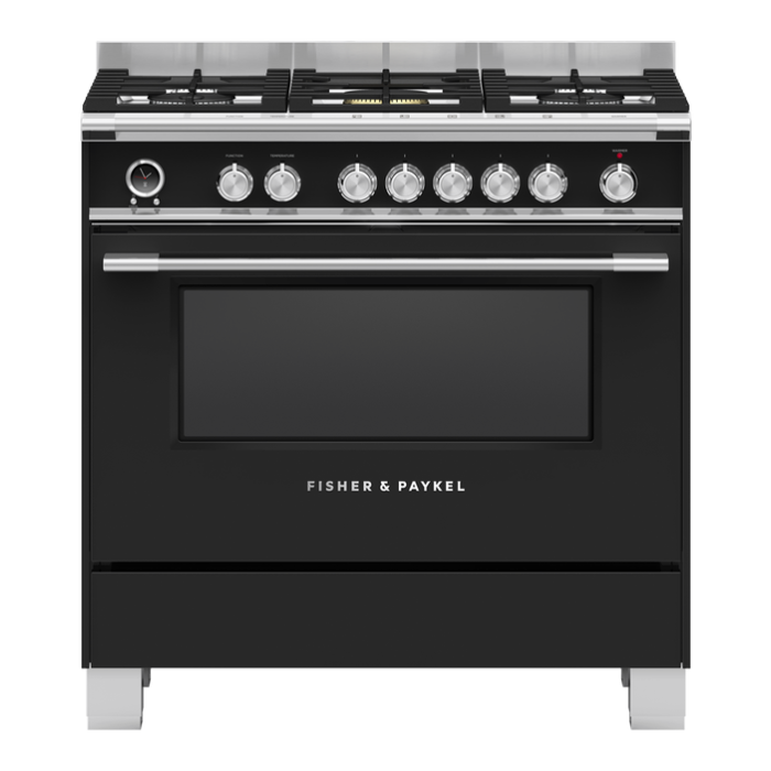 Fisher & Paykel 90cm Dual Fuel Cooker in Black Finish