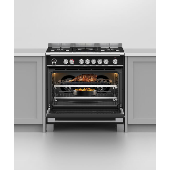 Fisher & Paykel 90cm Dual Fuel Cooker in Black Finish