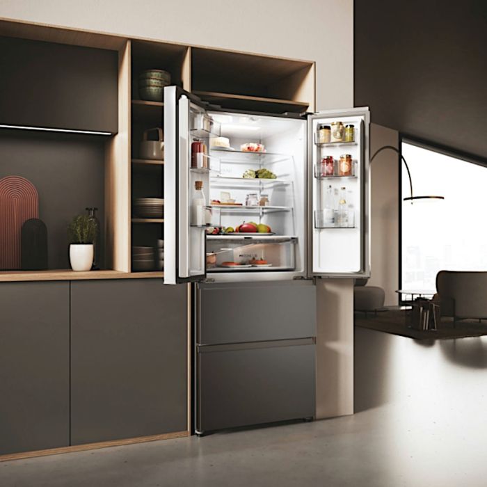 Haier HFR3718ENMD 70cm 60/40 Total No Frost Fridge Freezer - Dark Inox