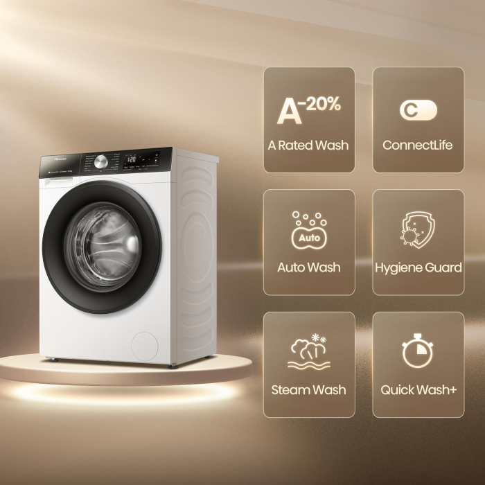 Hisense WF3S1043BW3 10.5kg 1400 Spin Washing Machine