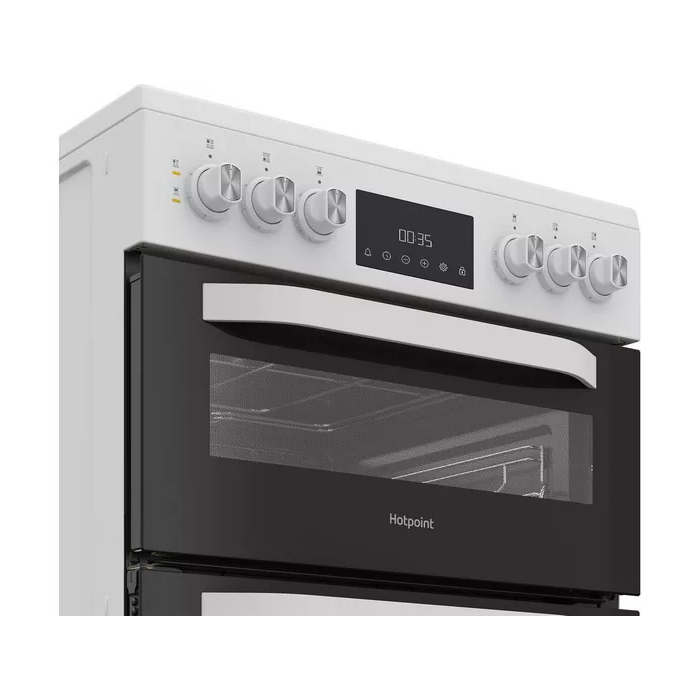 Hotpoint HDE6VDW 60cm Double Electric Ceramic Cooker