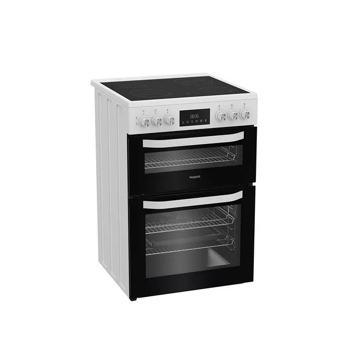 Hotpoint HDE6VDW 60cm Double Electric Ceramic Cooker