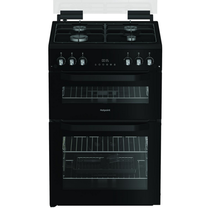 Hotpoint HDG6GDCB1 60cm Double Oven Gas Cooker Black