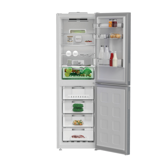Hotpoint 66.1cm Dual No Frost Fridge Freezer Pet Inox