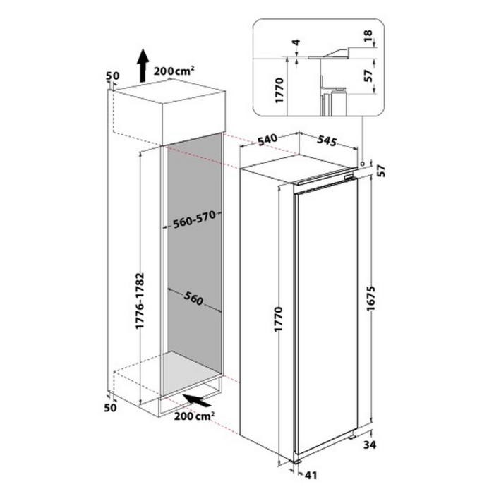 Hotpoint HTSD18A011A1 54cm Integrated Fridge Freezer