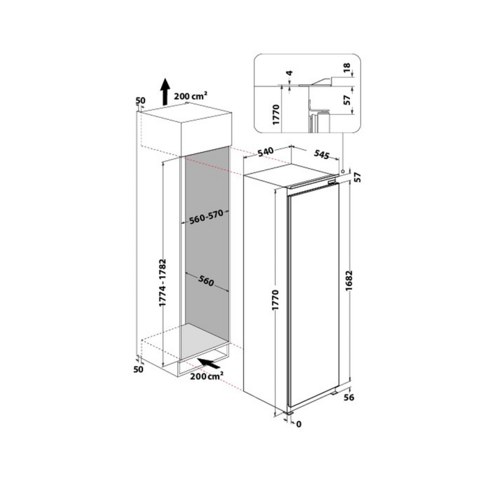 Hotpoint HTSD18F013H1BI 54cm Integrated Tall Freezer