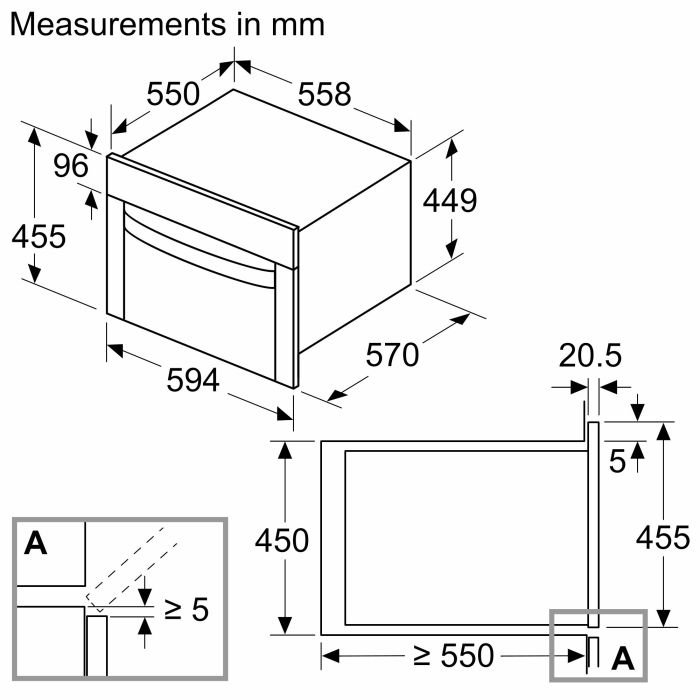 Neff C1AMG84G0B 44 Litres Built In Microwave Oven with Hot Air - Black with Graphite Trim