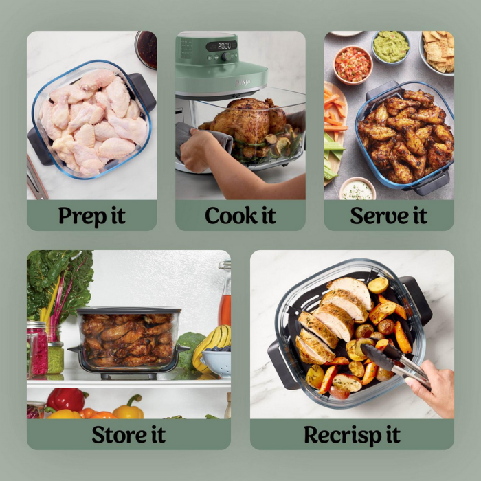 Ninja AS090UKGN CRISPi PRO 5-in-1 Glass Air Fryer Green