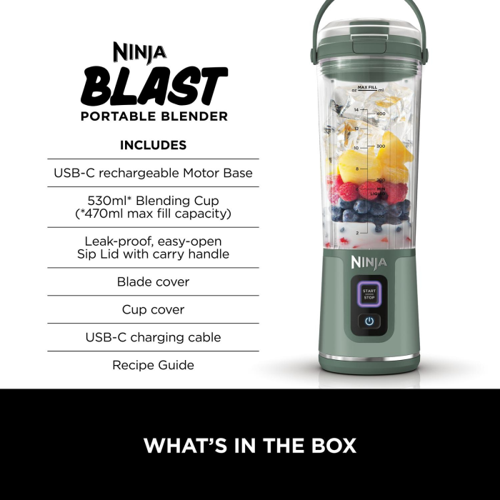 Ninja Blast Cordless Compact Blender Model - Emerald Green