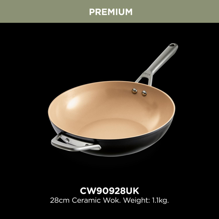 Ninja CW90928UK ExtendedLife Ceramic 28cm Apricot Wok