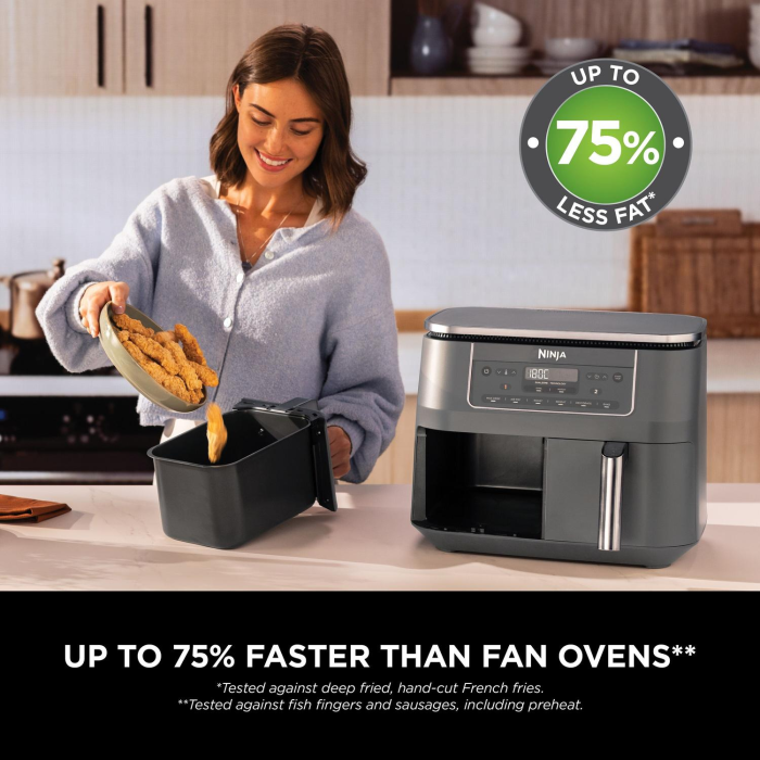 Ninja DZ300UK 7.6 litre 6-in-1 Dual Zone Air Fryer - Gun Metal Grey