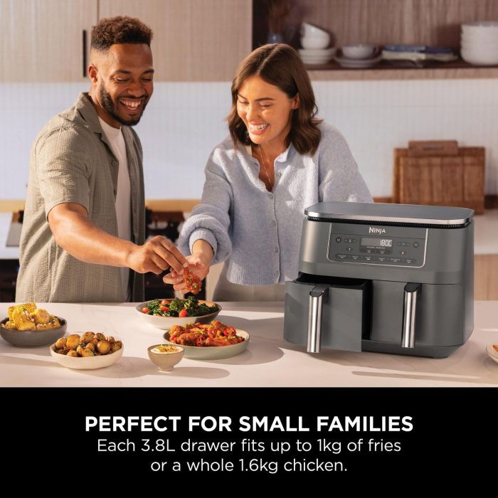 Ninja DZ300UK 7.6 litre 6-in-1 Dual Zone Air Fryer - Gun Metal Grey