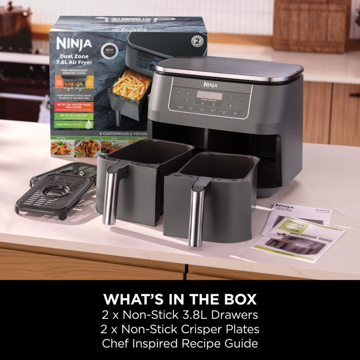 Ninja DZ300UK 7.6 litre 6-in-1 Dual Zone Air Fryer - Gun Metal Grey