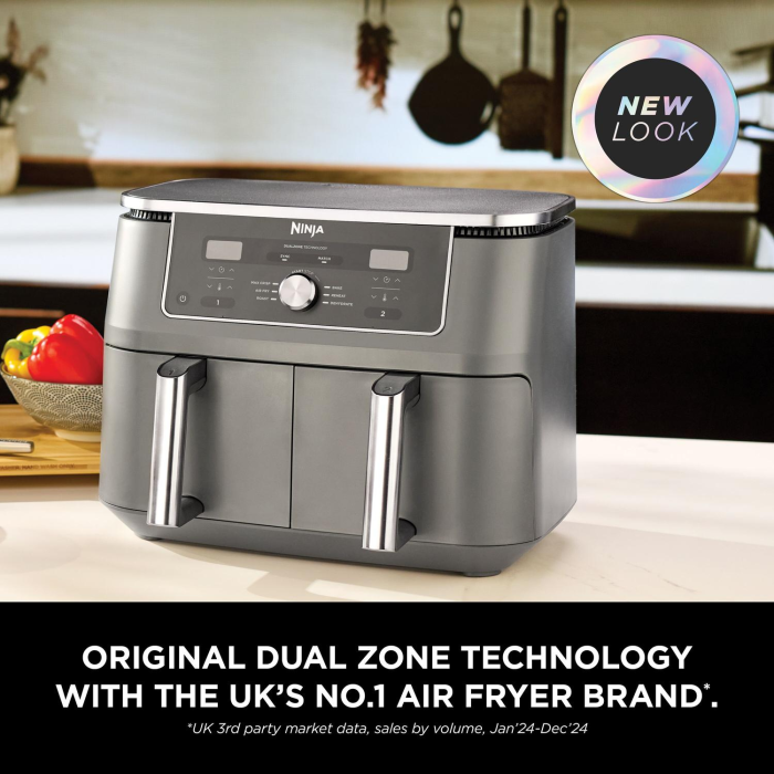 Ninja DZ400UK 9.5 litre MAX 6-in-1 Dual Zone Air Fryer - Gun Metal Grey