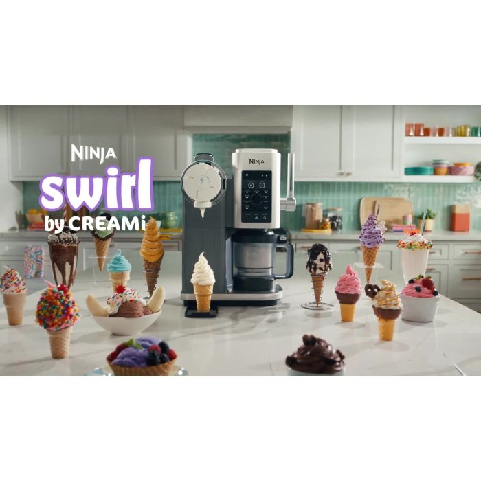 Ninja NC701UK Swirl by CREAMi 13-in-1 Soft Serve & Ice Cream Maker - Platinum Silver