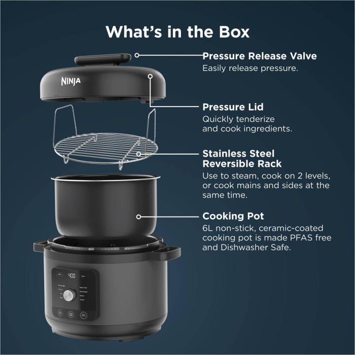 Ninja PC201UK 9-in-1 Pressure and Rice Cooker Grey
