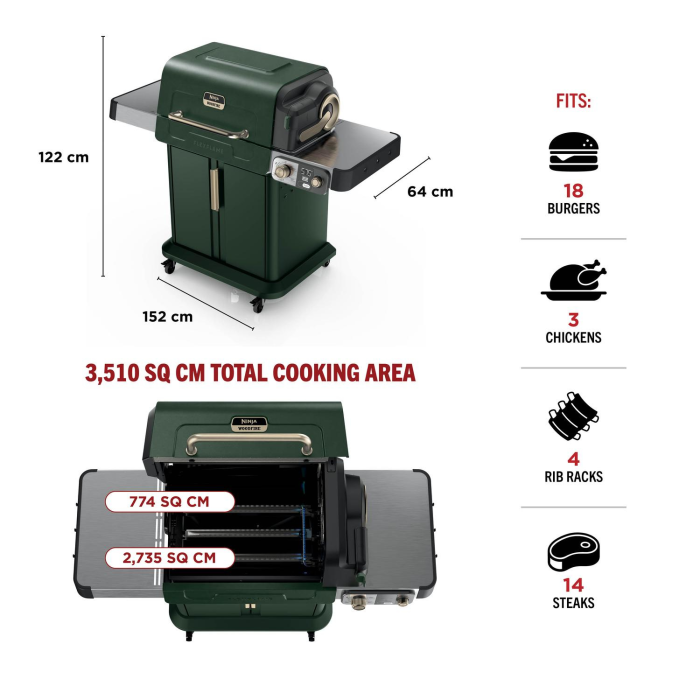 Ninja PG301UKGN FlexFlame Gas BBQ Green