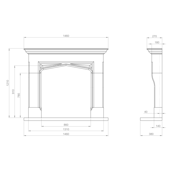 Penman Collection 7990430 Beaufort (Inc. Hearth + Back Hearth + Slips) Limestone 57'