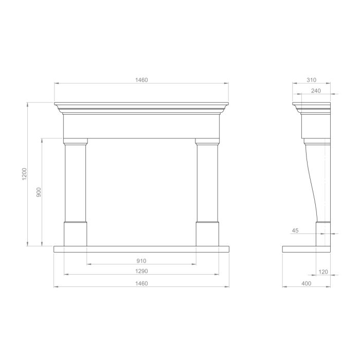 Penman Collection 7990431 Tavira (Inc. Hearth + Back Hearth + Slips) Limestone 57'