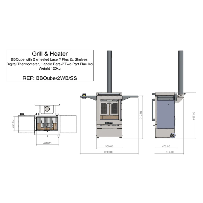 Penman Collection BBQUBE 2-WHEEL BASE Bbqube With A 2-Wheeled Base For Easy Manoeuvrability.