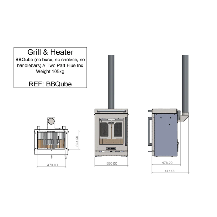 Penman Collection BBQUBE GRILL + HEATER Bbqube For Outdoor Kitchen: Grill + Heater