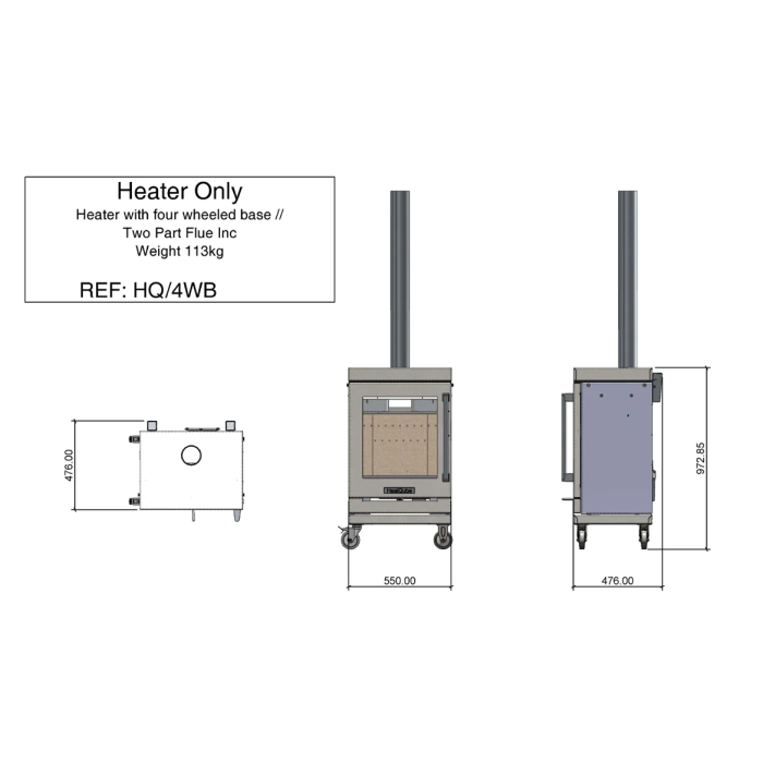 Penman Collection BBQUBE HEATQUBE 4-WHEEL BASE Heatqube Heater Only: 4-Wheel Base