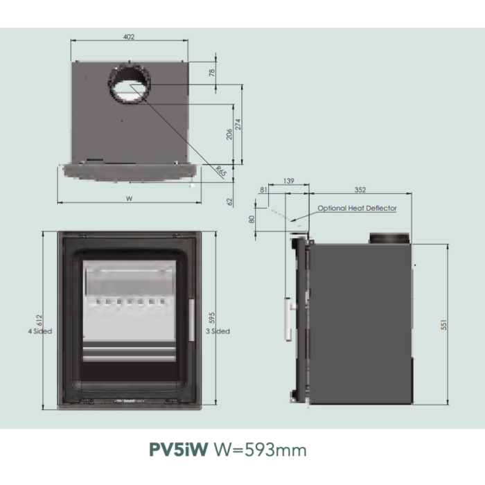 Purevision BPV5W-2 Black 5kW WIDE Free-Standing