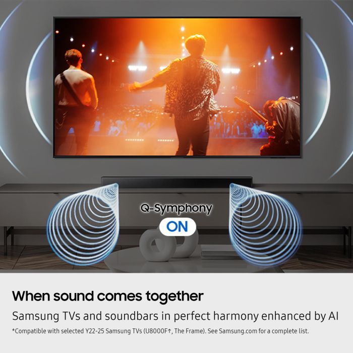 Samsung HW-B650F/XU 3.1ch 370W Soundbar with Wireless Subwoofer Bass Boost and Game Mode - Black