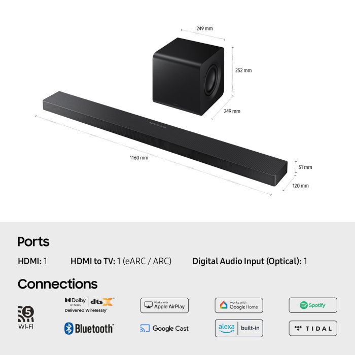 Samsung HW-QS700F/XU 3.1.2ch Q-Series Soundbar with Subwoofer - Titan Black