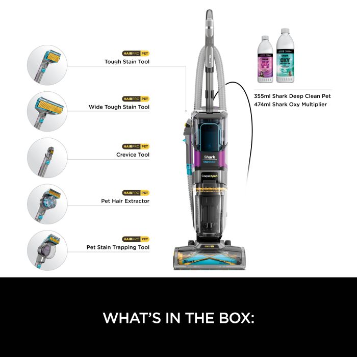 Shark CarpetXpert HairPro Pet Deep Carpet Cleaner with Built-In StainStriker - Charcoal & Fuchsia