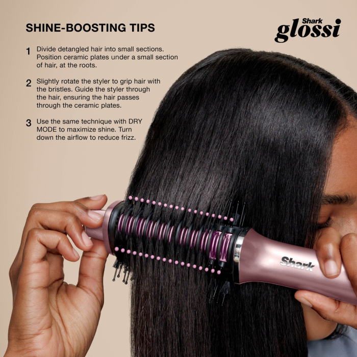 Shark HT302UKPK Glossi 2-in-1 Hot Tool and Air Glosser Brush - Pink