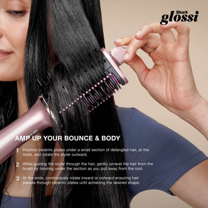 Shark HT302UKPK Glossi 2-in-1 Hot Tool and Air Glosser Brush - Pink