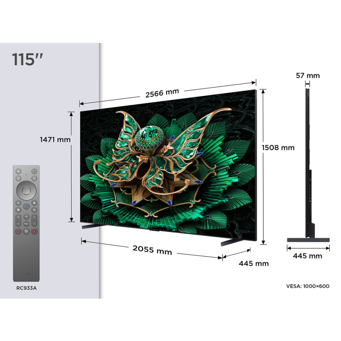 TCL 115C7K-UK 115inch 4K QD-Mini LED UHD Smart Google TV